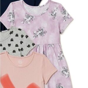 Little‎ girls lavender purple unicorn print short sleeve play dress size small